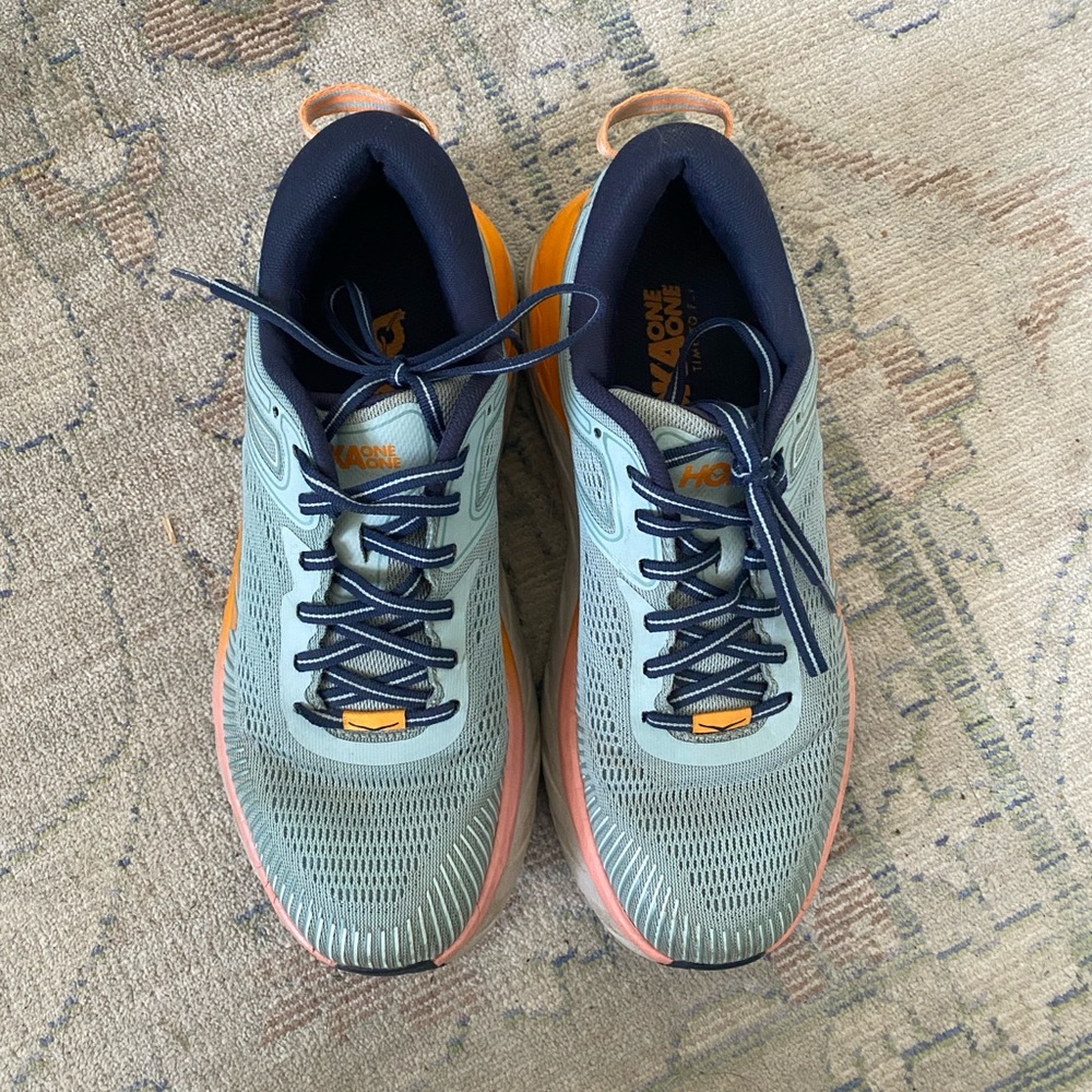 Hoka One One Bondi 7 Women’s Size 8.5 Heather Blue Pink Running Athletic Shoe
